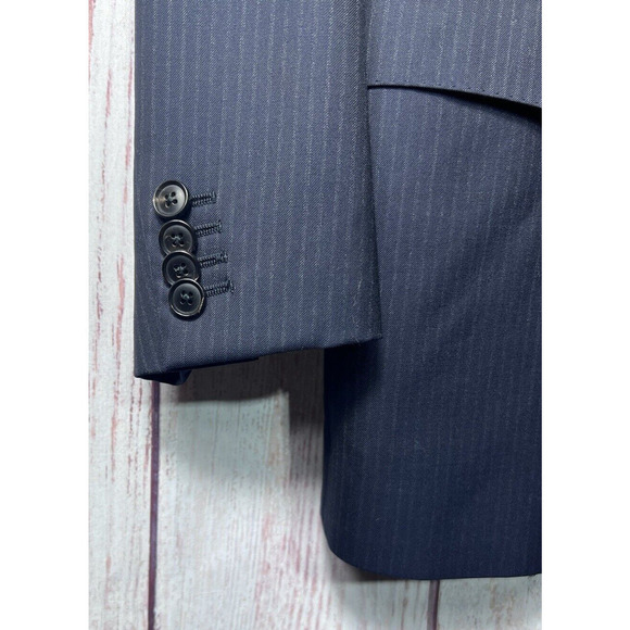 Men's M.J. Bale Navy Blue Wool 2-Button Double Vented Blazer Jacket Size 38 - Picture 4 of 13